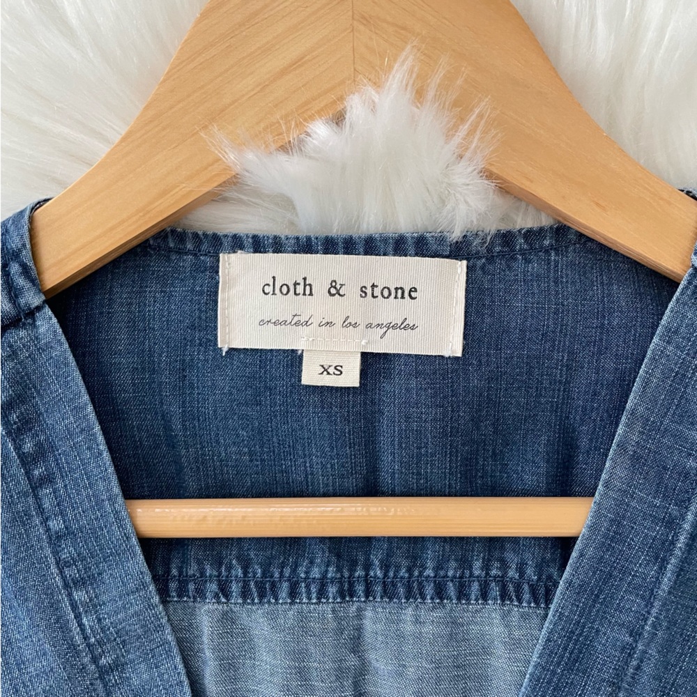 Anthropologie Cloth & Stone Chambray Denim Jumpsuit NEW XS - Picture 12 of 13